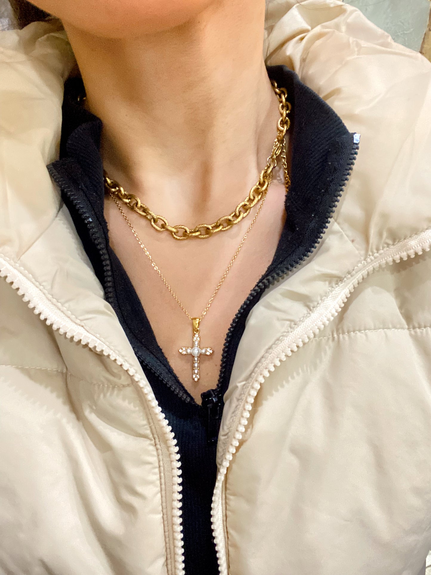 Charlotte Pearl Cross Necklace