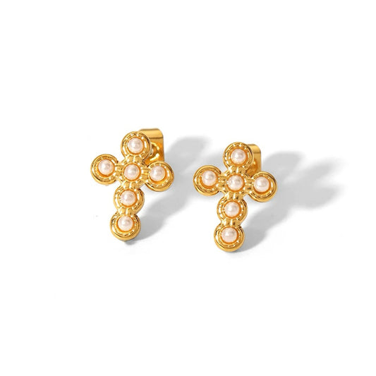 Pearl Cross Studs