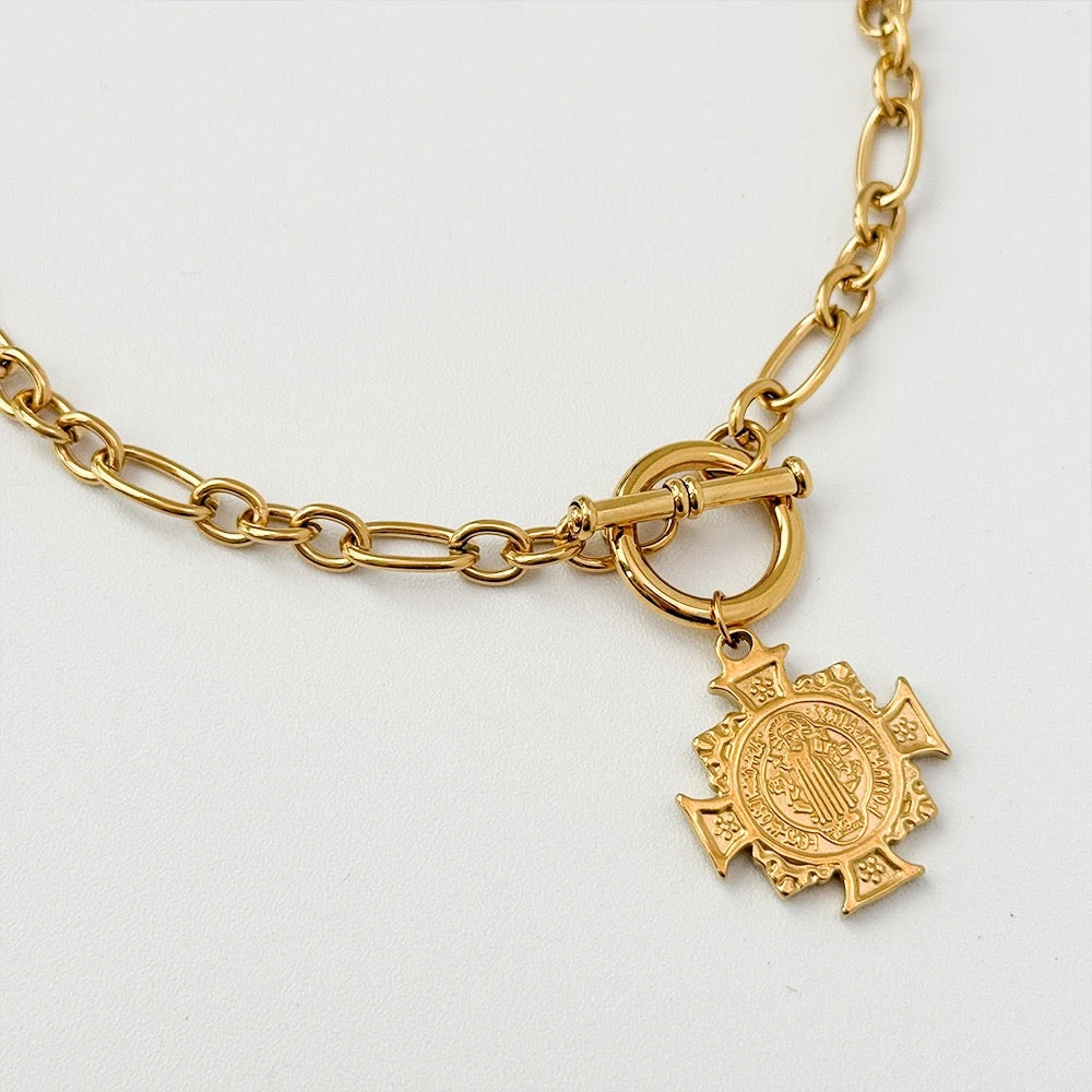 St. Benedict Medallion Toggle Necklace